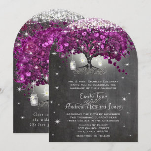 Mason Jar Radiant Purple Wedding Invitation