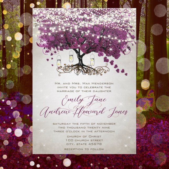 Mason Jar Radiant Purple Wedding Invitation (Creator Uploaded)