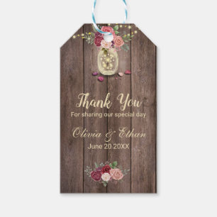 Mason Jar Roses Country Wood Gift Tags