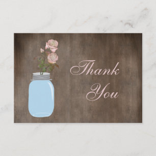 Mason Jar & Roses Rustic Thank You Card