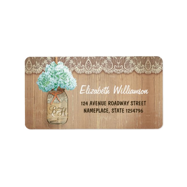 mason jar rustic address labels for weddings (Front)