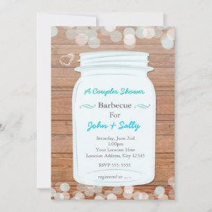Mason Jar Rustic Bridal Engagement Couples Shower Invitation