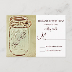 Mason Jar Rustic Country Wedding RSVP Reply Cards