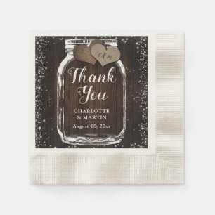 Mason Jar Rustic Country Wood Wedding Thank You Napkin