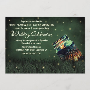 Mason Jar Rustic Firefly Wedding Invitations
