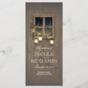 Mason Jar Rustic Lights Barn Wedding Programs