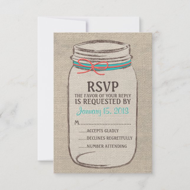 Mason Jar Rustic RSVP Card (Front)