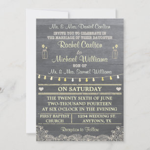 Mason Jar Rustic Wedding Invitation