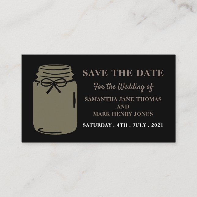 Mason Jar, Save the Date Enclosure Card (Front)