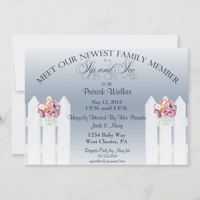 Mason Jar Sip and See Invitation (Front)