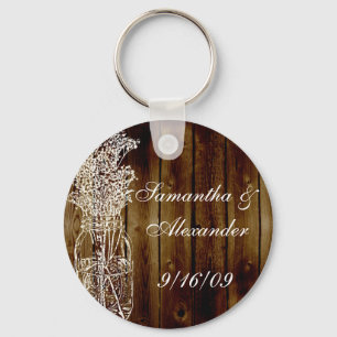 Mason Jar Stamp on Dark Wood Plank Key Ring
