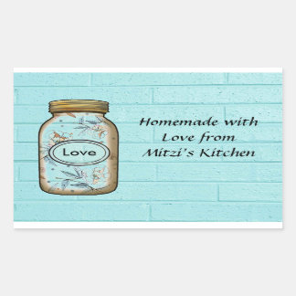 Mason Jar Sticker/Labels personalise. Rectangular Sticker
