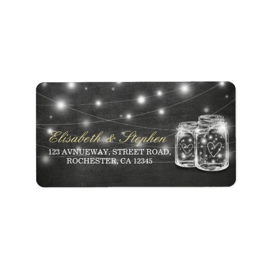 Mason Jar String Lights Chalkboard Wedding Address Address Label