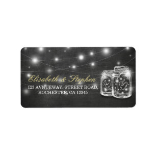 Mason Jar String Lights Chalkboard Wedding Address Label