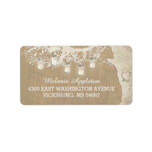 Mason Jar String Lights Rustic Burlap Tree Label