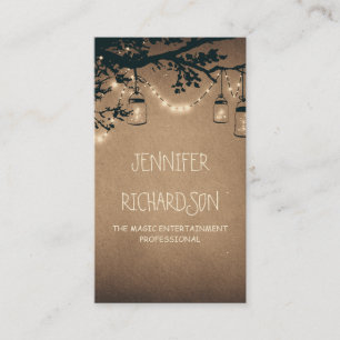 Mason Jar String Lights Rustic Business Card