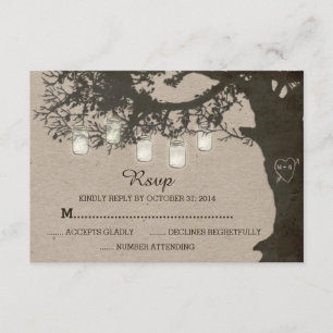 Mason Jar String Lights Tree Vintage RSVP Card