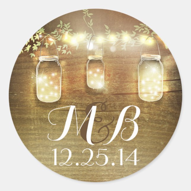 mason jar string lights wedding stickers (Front)