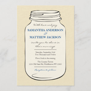 Mason Jar Style 2 Wedding Invitation - Blue