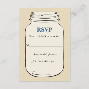 Mason Jar Style 2 Wedding RSVP - Blue Card