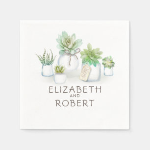 Mason Jar Succulents Rustic Country Napkin