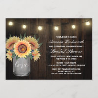 Mason Jar + Sunflower Bridal Shower Invitations