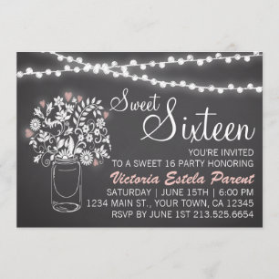 Mason Jar Sweet 16 Invitation
