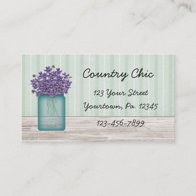 Mason Jar Violets Business Card (Front)