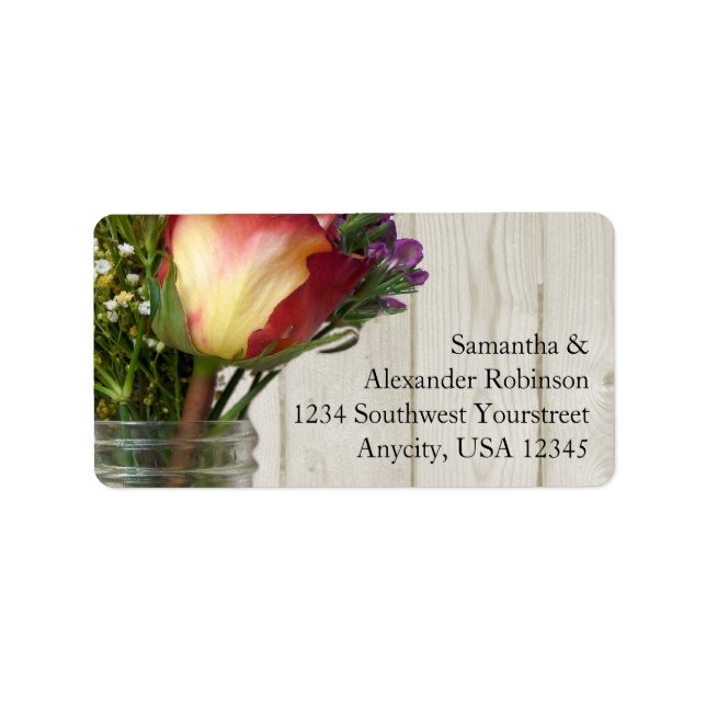Mason Jar w/Rose and Wildflowers Label (Front)