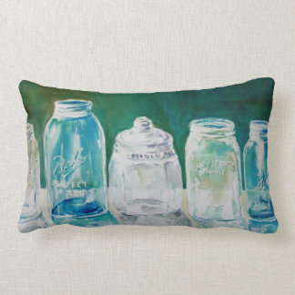 Mason Jar Watercolor Lumbar Pillow