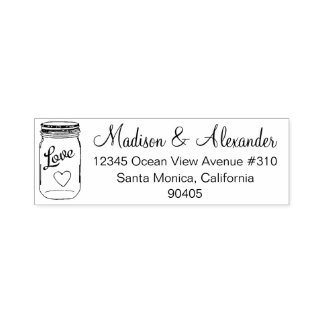 Mason Jar Wedding Address Stamp, Self Inking Stamp
