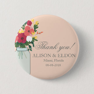 Mason Jar Wedding Invitation – Pastel Apricot 6 Cm Round Badge