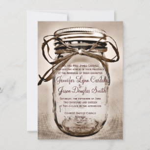 Mason Jar Wedding Invitation with Engagement Photo