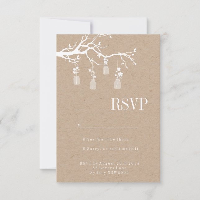 Mason Jar Wedding RSVP Card (Front)