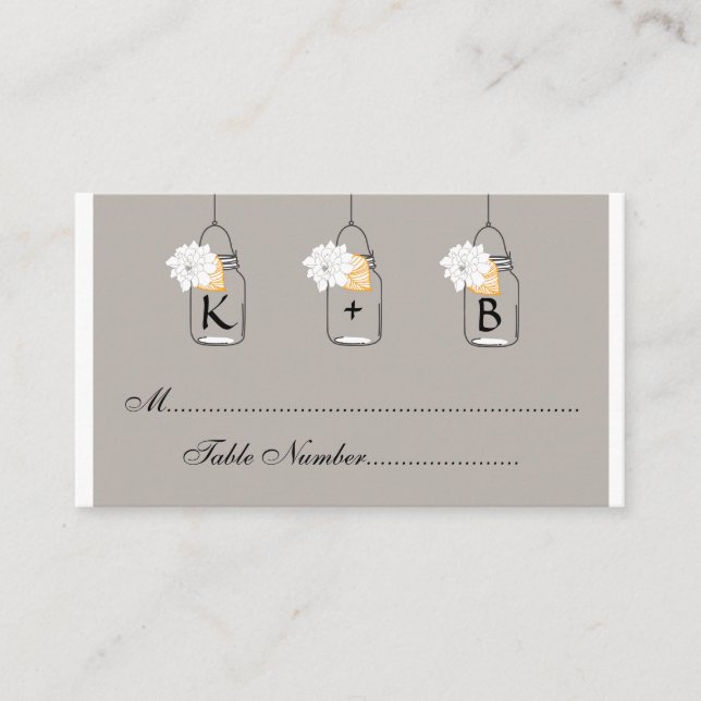 Mason Jar Wedding Seating Cards // Escort Cards (Front)