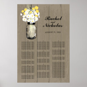Mason Jar White Daisies 24 x 36 Seating Chart