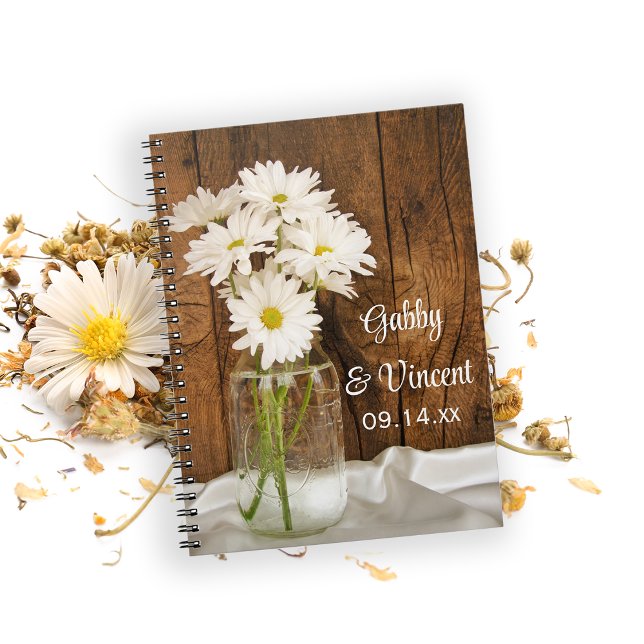 Mason Jar White Daisies Country Barn Wedding Notebook (Creator Uploaded)