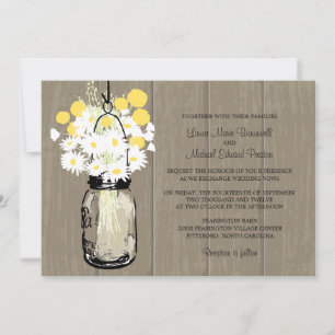 Mason Jar Wild Daisies & Billy Balls Invitation