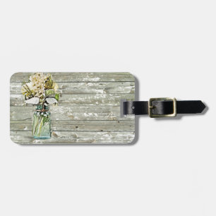 Mason jar wildflower barn wood french country luggage tag