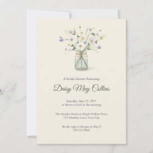 Mason Jar Wildflower Bridal Shower Invitation
