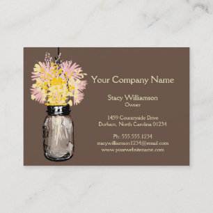 Mason Jar & Wildflowers Business Card