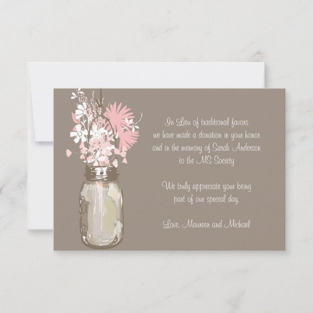 Mason Jar & Wildflowers Favour Card (Front)