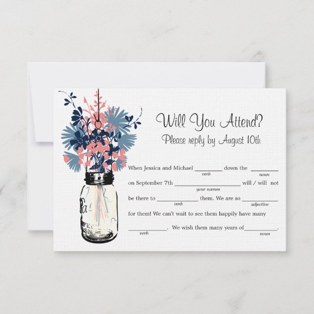 Mason Jar Wildflowers LIB RSVP Card (Front)