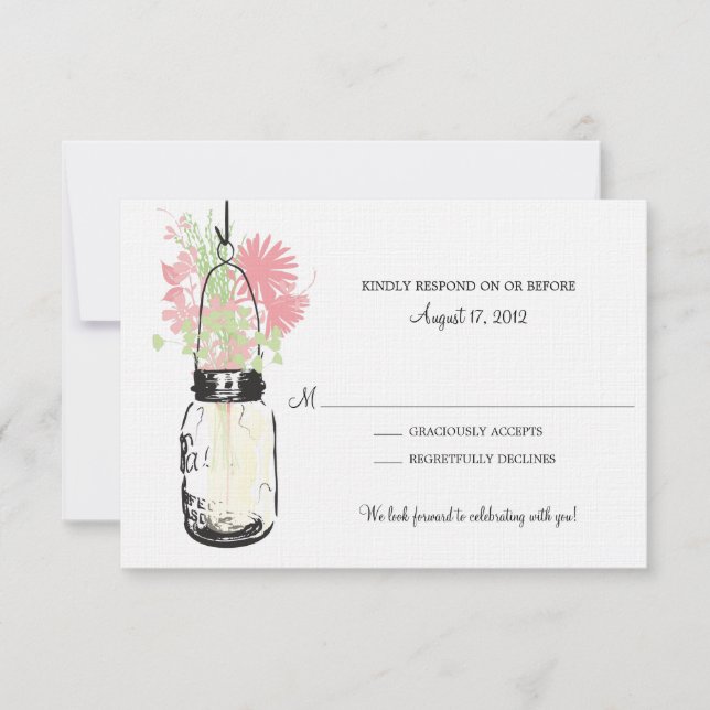 Mason Jar & Wildflowers RSVP Card (Front)