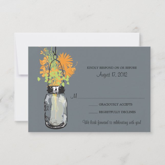 Mason Jar & Wildflowers RSVP Card (Front)