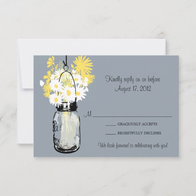 Mason Jar & Wildflowers RSVP Card (Front)