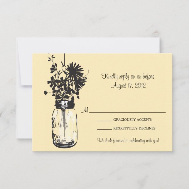 Mason Jar & Wildflowers RSVP Card (Front)