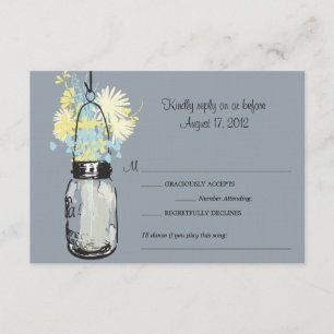 Mason Jar & Wildflowers RSVP Card