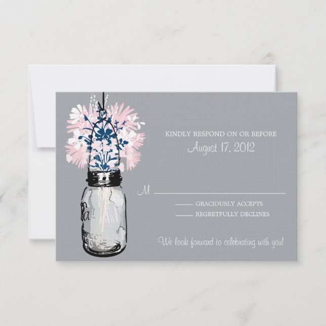 Mason Jar & Wildflowers RSVP Card (Front)