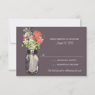 Mason Jar & Wildflowers RSVP Card